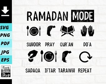 Ramadan Mode svg, Fasting Mode svg, Ramadan svg, Ramadan Kareem svg, Digital file download, Sticker Cut File For Cricut