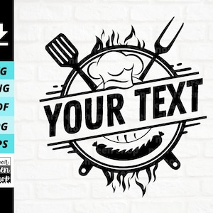 Grilling svg, BBQ svg, Grill Master svg, Grill Dad svg, Chef Svg, Nombre de texto personalizado, Descarga de archivos digitales, Archivo de corte de pegatina para Cricut