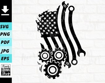 Mechanic American flag Svg, Car Mechanic American Flag Svg, Mechanic Svg, Wrench Flag Svg, Digital file download, Cut File for 4th of July