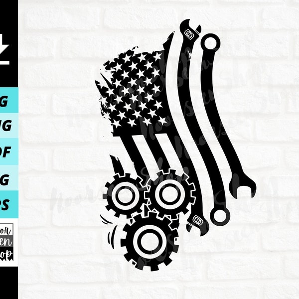 Mechanic American flag Svg, Car Mechanic American Flag Svg, Mechanic Svg, Wrench Flag Svg, Digital file download, Cut File for 4th of July