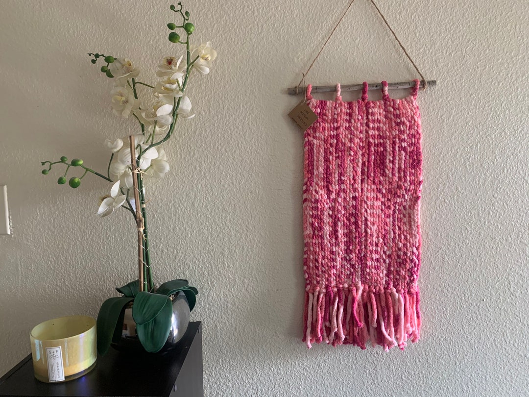 Pink Woven Wall Hanging Tapestry Woven Wall Art Pink Girl Etsy