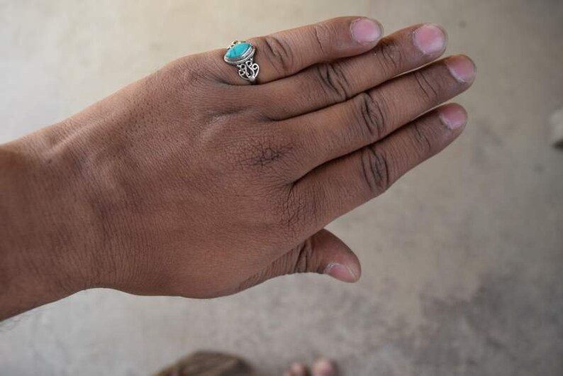 anniversary ring-Birthstone Ring-Gift Idea Handmade Ring Turquoise Ring Sterling Silver For Women Girls Gemstone Ring
