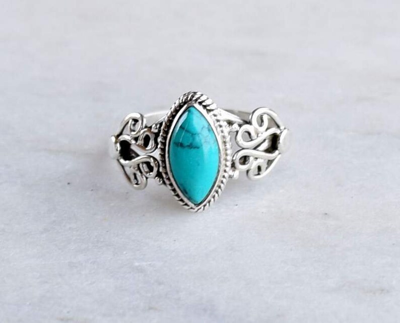 anniversary ring-Birthstone Ring-Gift Idea Handmade Ring Turquoise Ring Sterling Silver For Women Girls Gemstone Ring
