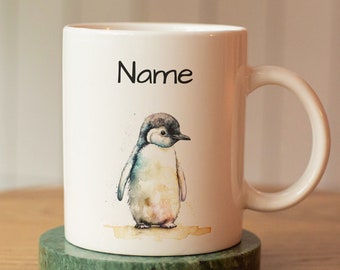Gobelet pingouin personnalisé avec prénom, gobelet personnalisable, gobelet enfant pingouin, gobelet prénom