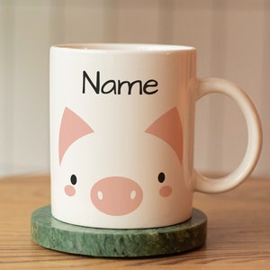 Personalized Pig Mug with Name, Custom Name Mug, Pig Children's Cup, Gift for Women