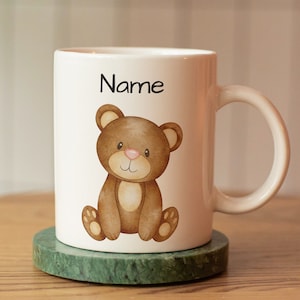 Personalized bear mug for kids with name, Personalized gift for kids, ceramic bear mug image 1