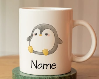 Personalized Penguin Mug with Name, Custom Name Mug, Penguin Children's Cup, Gift for Women