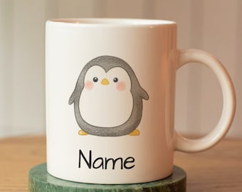 Personalized Penguin Mug with Name, Custom Name Mug, Penguin Children's Cup, Gift for Women