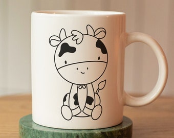 Giraffe Mug, Cute Mug for Kid, Ceramic Coffee Cup with Giraffe Print as Birthday Present or Christmas Gift