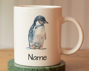 Personalized Penguin Mug with Name, Custom Name Mug, Penguin Children's Cup, Gift for Women