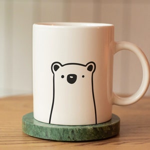 Bear Mug, Cute Mug for Kid, Ceramic Coffee Cup with Bear Print as Birthday Present or Christmas Gift