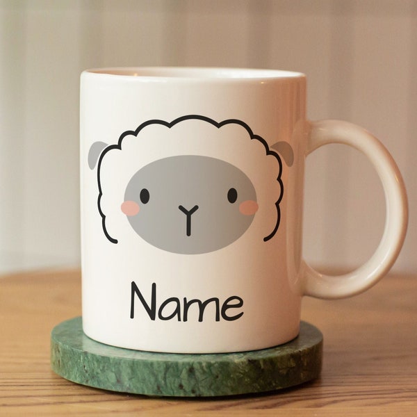 Taza oveja personalizada con nombre, taza personalizable, taza infantil oveja, taza nombre