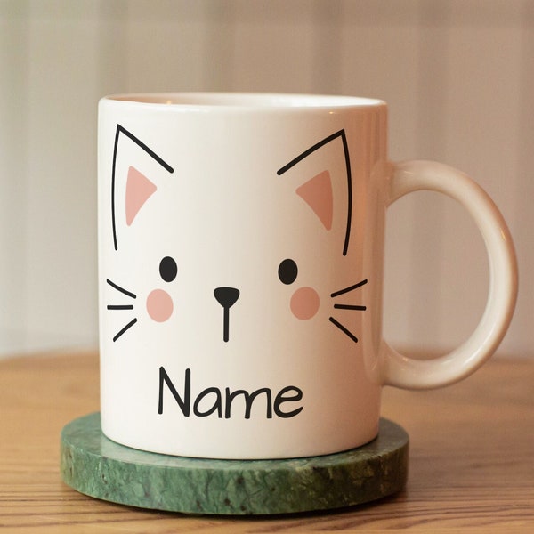 Personalisierte Katze Tasse mit Namen, Personalisierbare Tasse, Geschenk für Freundin, Tasse Katze, Namenstasse