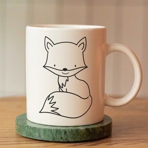 Tasse renard, tasse renard, tasse céramique renard, doodle renard, tasse céramique blanche image 1