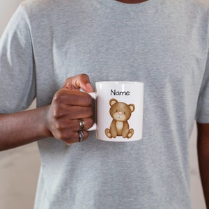 Personalized bear mug for kids with name, Personalized gift for kids, ceramic bear mug image 3