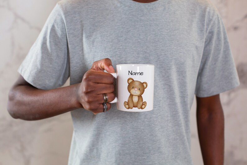 Personalized bear mug for kids with name, Personalized gift for kids, ceramic bear mug image 3