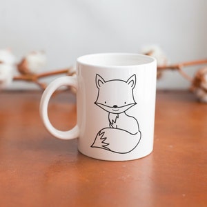 Tasse renard, tasse renard, tasse céramique renard, doodle renard, tasse céramique blanche image 2
