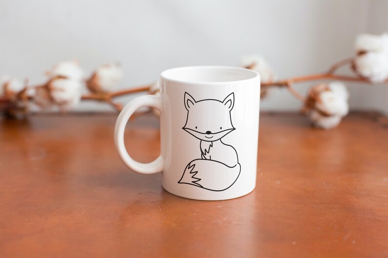 Tasse renard, tasse renard, tasse céramique renard, doodle renard, tasse céramique blanche image 2