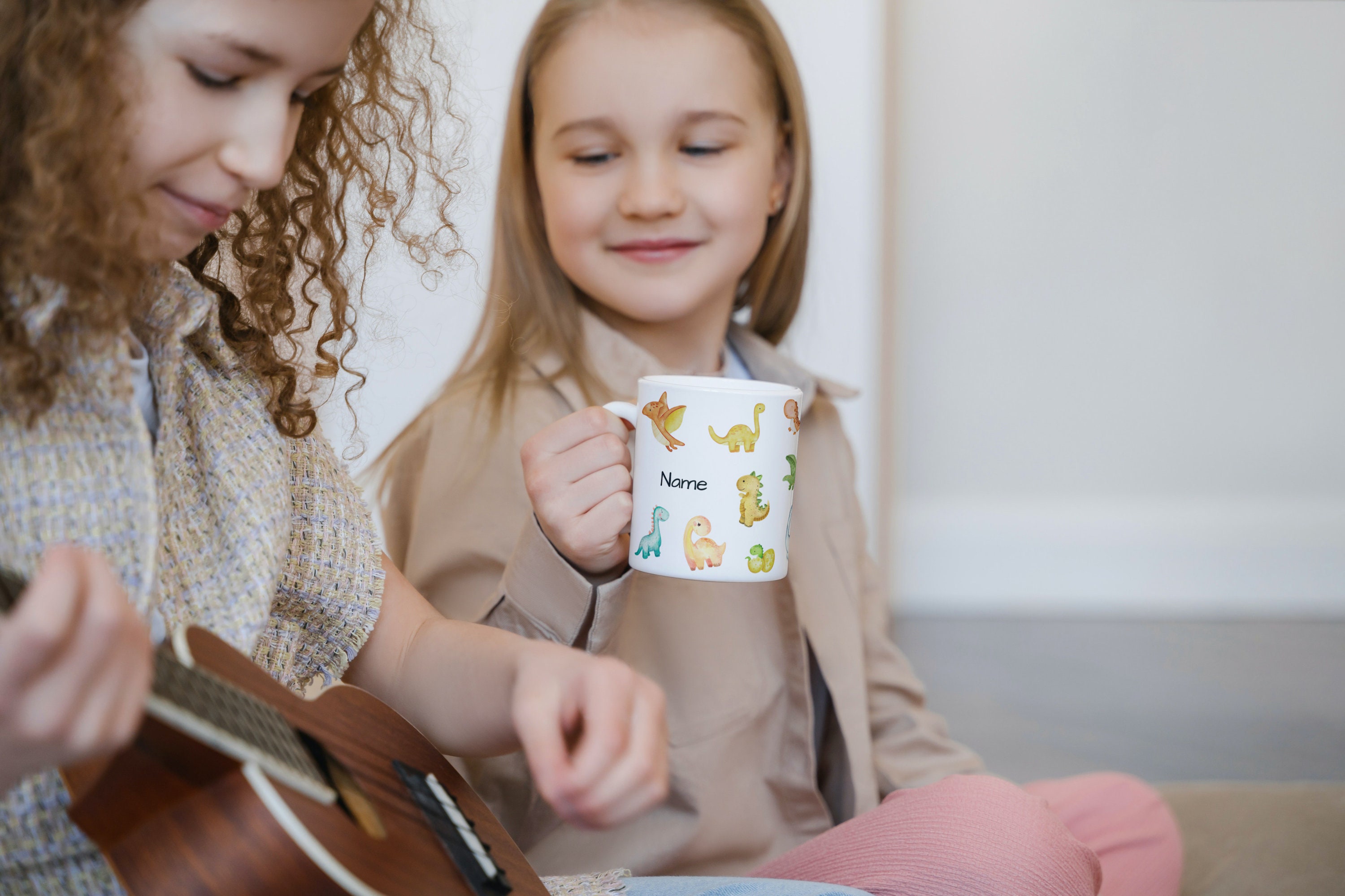 Personalized Dino Mug with Name, Custom Name Mug, Dinosaur Children's Cup
