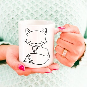 Tasse renard, tasse renard, tasse céramique renard, doodle renard, tasse céramique blanche image 4