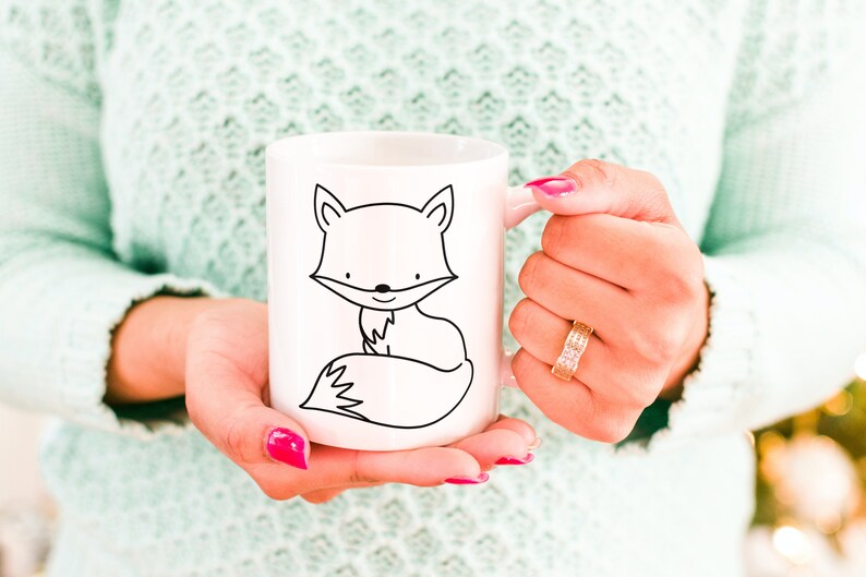 Tasse renard, tasse renard, tasse céramique renard, doodle renard, tasse céramique blanche image 4