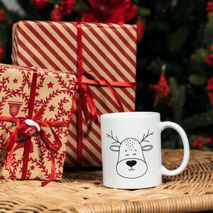 Reindeer Mug, Cute Mug for Kid, Ceramic Coffee Cup with Reindeer Print as Birthday Present or Christmas Gift image 6