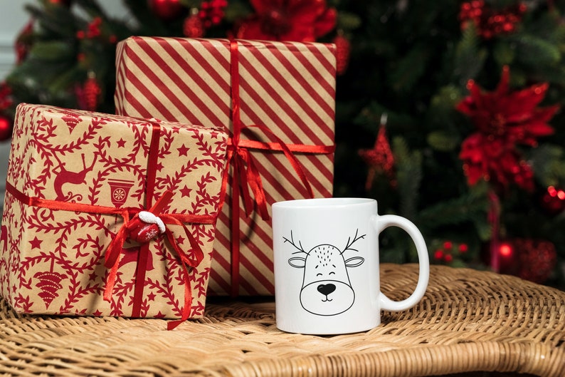 Reindeer Mug, Cute Mug for Kid, Ceramic Coffee Cup with Reindeer Print as Birthday Present or Christmas Gift image 6