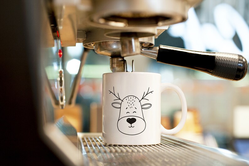 Reindeer Mug, Cute Mug for Kid, Ceramic Coffee Cup with Reindeer Print as Birthday Present or Christmas Gift image 5