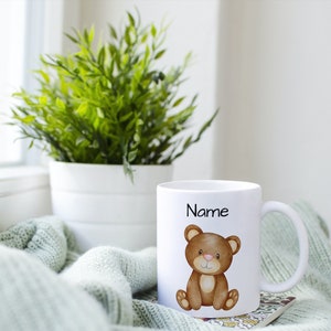 Personalized bear mug for kids with name, Personalized gift for kids, ceramic bear mug image 2