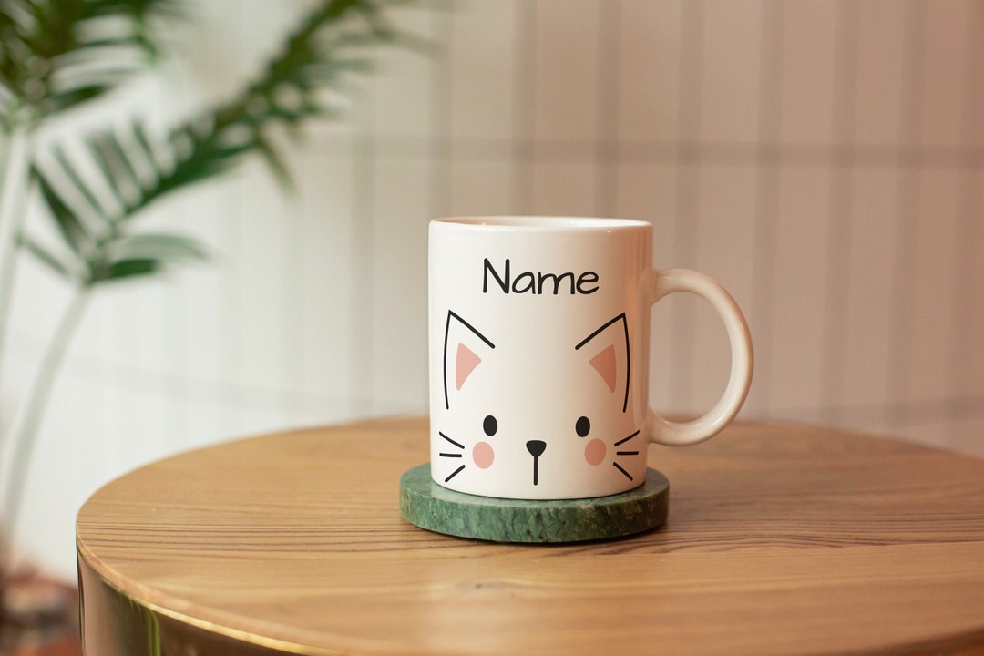 Personalized Cat Mug With Name, Custom Name Mug, Cat Children's Cup