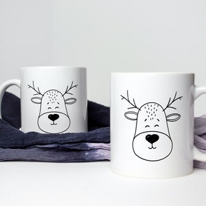 Reindeer Mug, Cute Mug for Kid, Ceramic Coffee Cup with Reindeer Print as Birthday Present or Christmas Gift image 4