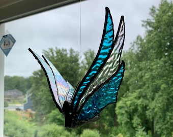 Fairy Stained Glass Suncatcher - Stained Glass Flying Fairy - Fairy Art - Stained Glass Window Art - Lead-Free - Handmade - Free Shipping