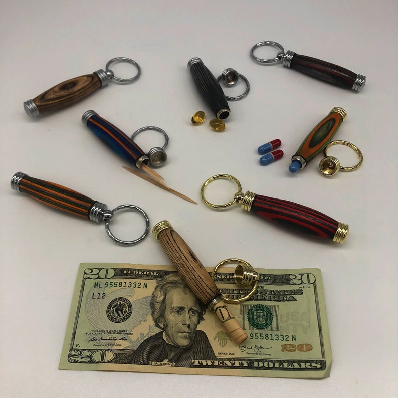 Stash Keychains Secret Compartment Keychains Rainbow Wood Etsy