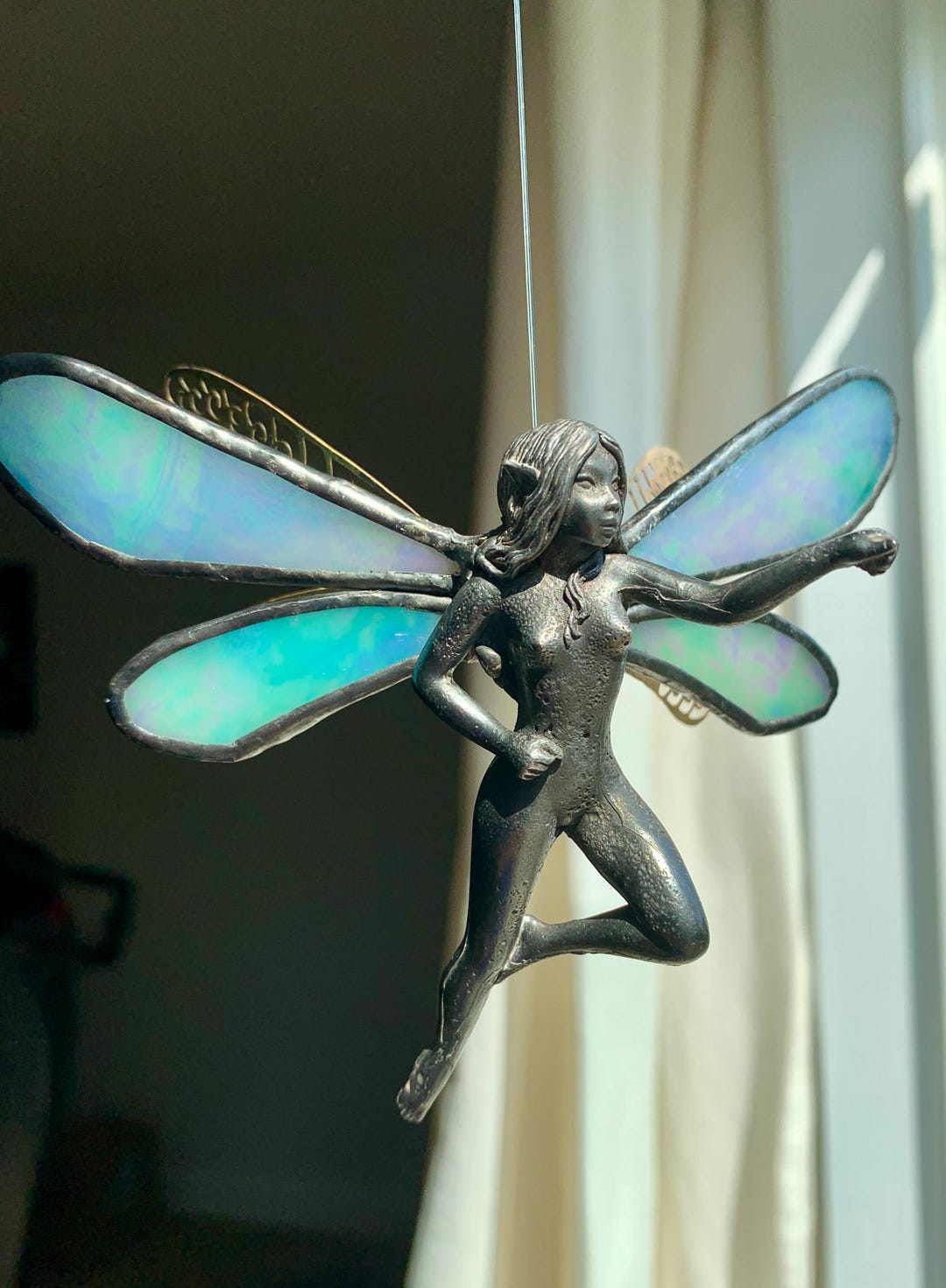 Pixie Fairy Stained Glass Suncatcher Stained Glass Flying Fairy 3D ...