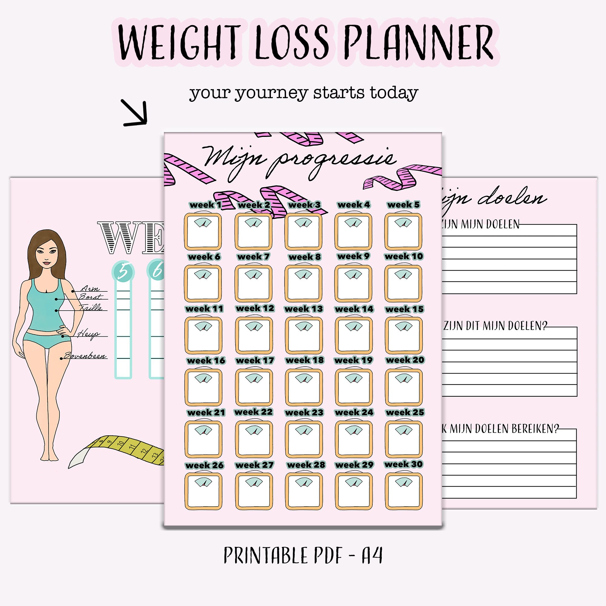 PRINTABLE Weight Loss Tracker Planner Nederlands Hou je Etsy Nederland