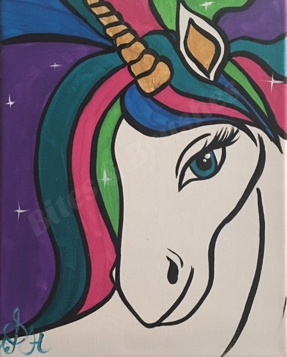 Unicorn Paint & Sip/ Pre Drawn/ DIY Paint Party/canvas/painting