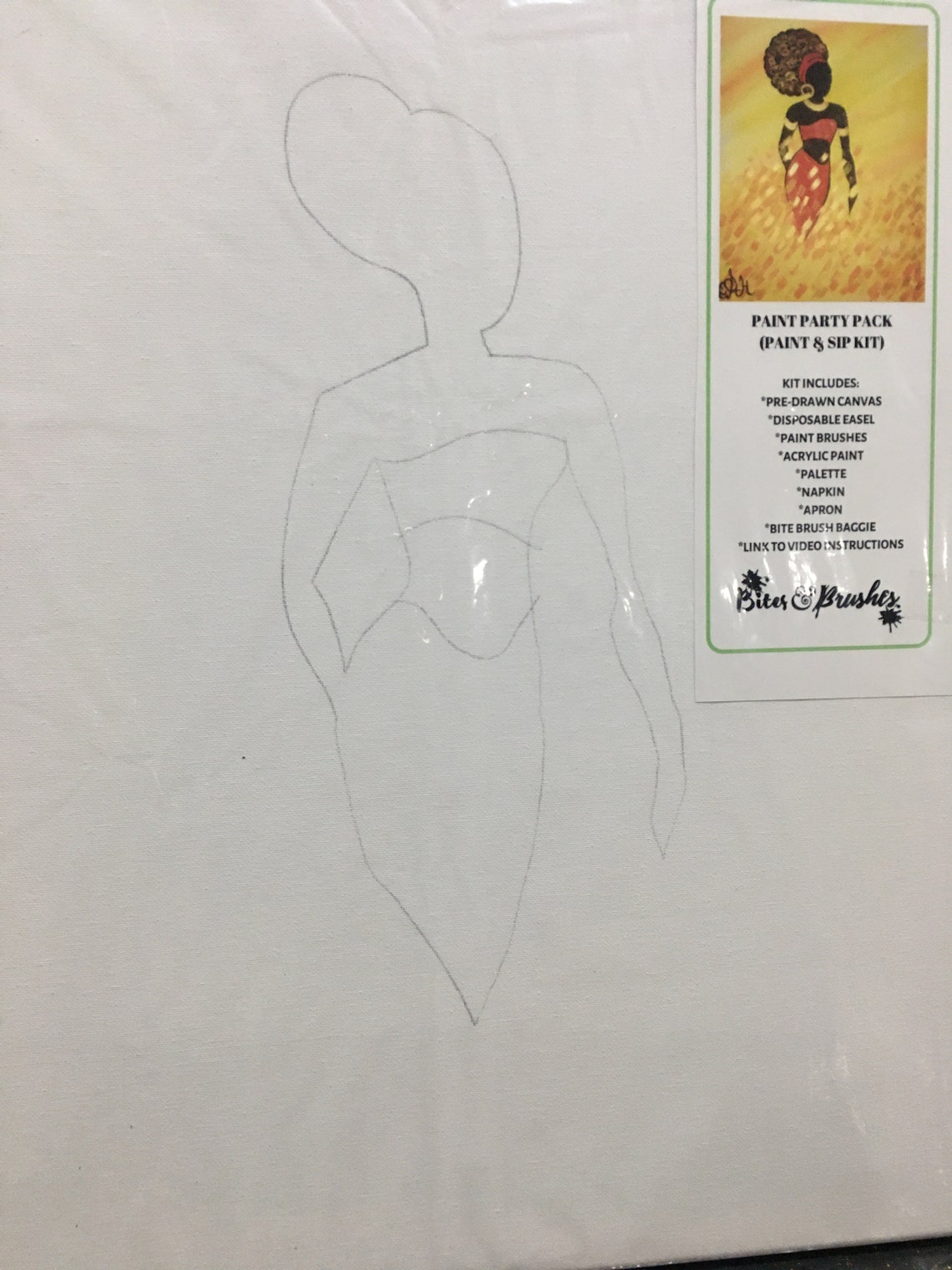 Paint & Sip DIY Party Kit/ Pre Drawn/canvas/adult Painting/ at Etsy