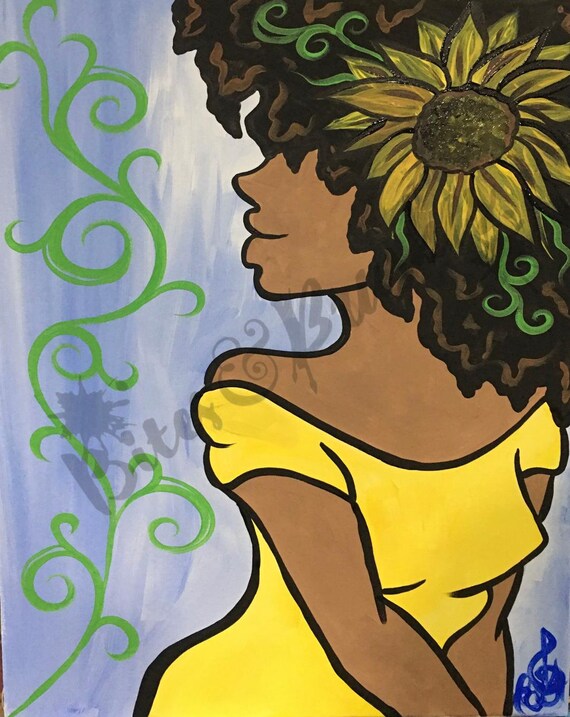 Mothersday Paint & Sip DIY Party Kit/ Pre Drawn/canvas/adult Painting/ at  Home Kit, Gift for Her Black Woman Afro Goddess Gold Dress -  Israel