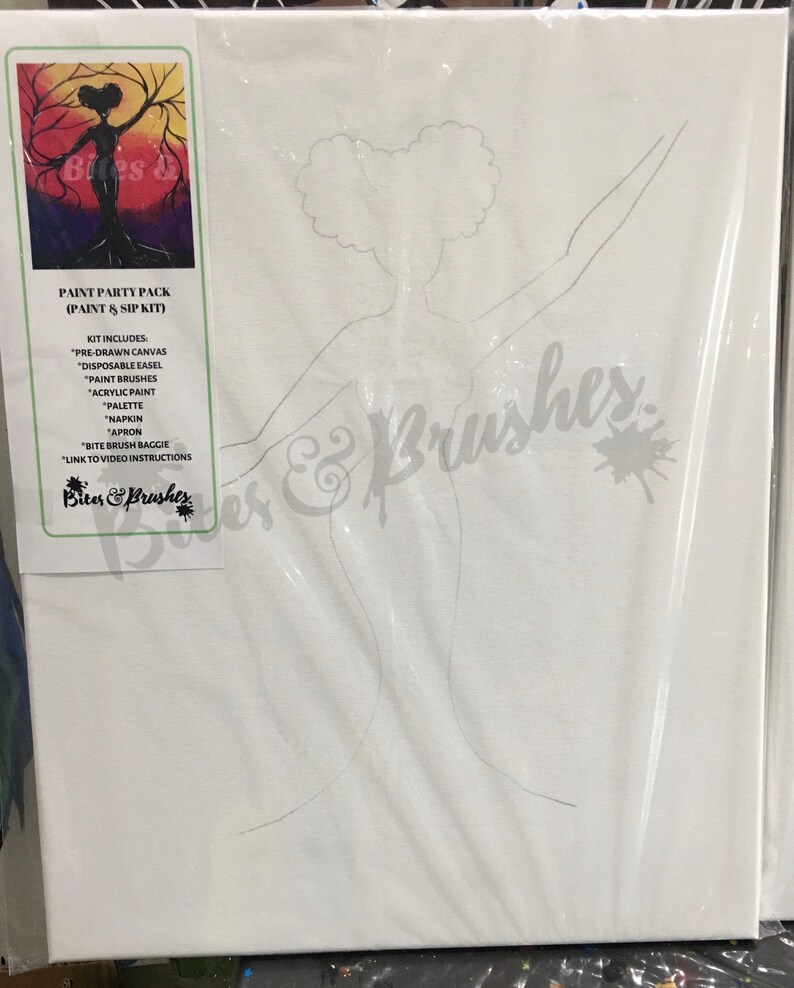 Paint & Sip DIY Party Kit/ Pre Drawn/Canvas/Adult Painting/ At Etsy