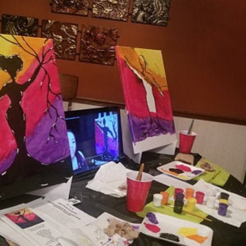 Paint & Sip DIY Party Kit/ Pre Drawn/Canvas/Adult Painting/ At Etsy