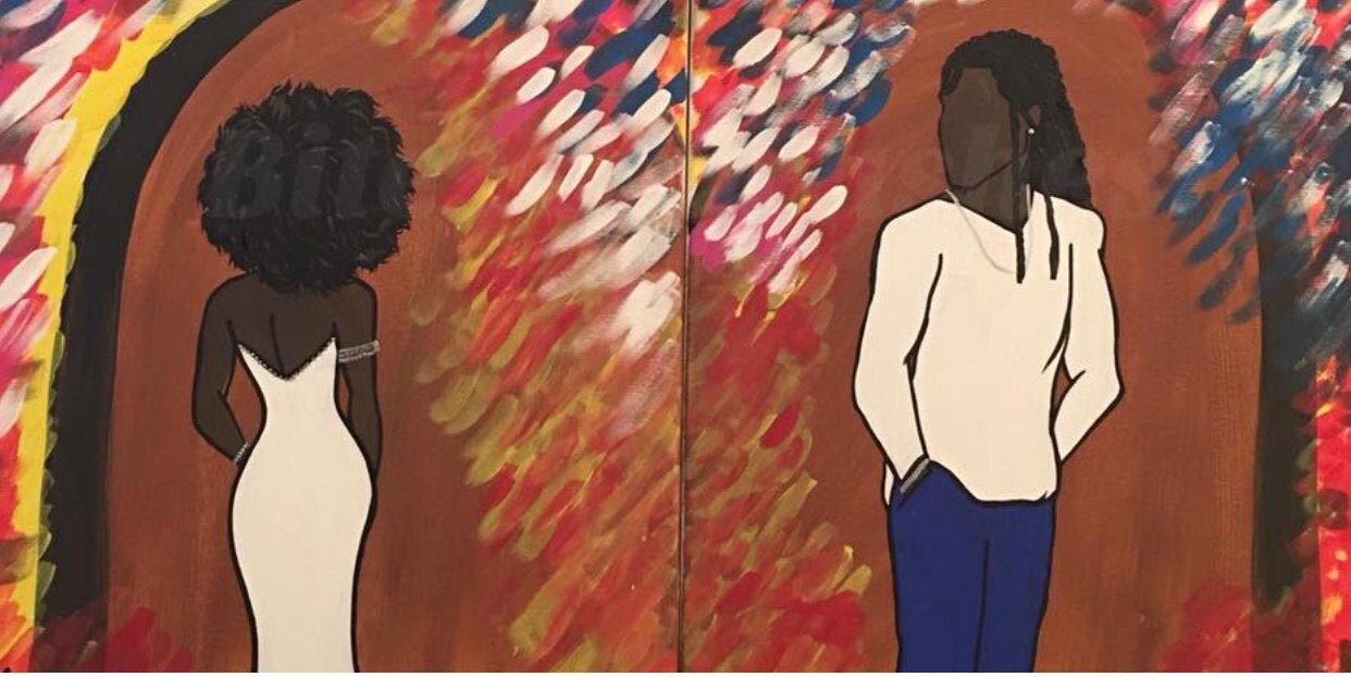 Couples Paint & Sip/ Pre Drawn/ DIY Paint Party/2 Canvases Etsy