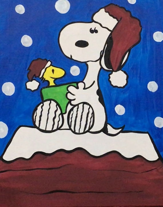 Paint & Sip/ Pre Drawn/ DIY Paint Party/8 X 10 Canvas/painting/adult  Painting/ Paint and Sip at Home Kit Beagle Christmas 