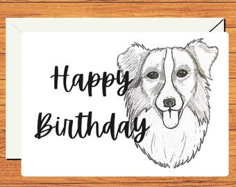 Minimalistischer Australian Shepherd Geburtstagskarte, Hundeliebhaber Geburtstagskarte, einfache und niedliche Geburtstagskarte, sofortiger digitaler Download