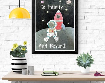 Druckbare Kunst Astronaut auf Mond - Digitaler Download