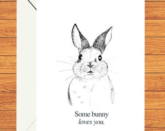 Einige Hase liebt dich Karte, Ostern, Valentinstag, Jahrestag, sofortiger Zugang, Kaninchen-Liebhaber-Geschenk, für ihn oder sie (digitaler Download)