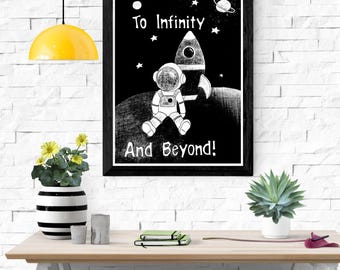 Druckbare Kunst Astronaut auf Mond - Digitaler Download