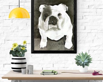 Druckbare realistische Bulldogge Porträt - digitaler Download; Wandkunst