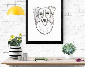 Ausdruckbare Skizze des Australian Shepherd - Digitaler Download