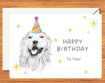 Golden Retriever Geburtstagskarte zum Ausdrucken, Geburtstagskarte mit Hund, Hundeliebhaber Karte, alles Gute zum Geburtstag, Sofort Download, digitaler Download