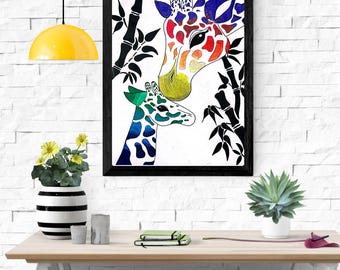 Druckbare Giraffen Skizze - digitaler Download